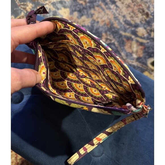 Vera Bradley Pushlock Wristlet PLUM CRAZY Push Lock & Zip Top Zip Inner Pocket - Picture 4 of 5